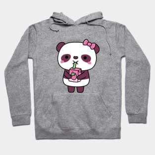 Cute Panda Drinking Strawberry Milk Hoodie